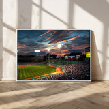 66781-MGV-CV-36X24-Baseball Stadium Wall Art – Canvas Print Evening Game Field Packed Crowd Sunset Sky Sports Photography, Dynamic Decor for Game