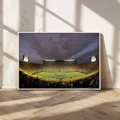 72404-MGV-CV-36X24-Michigan Wolverine Stadium Wall Art Canvas Print, Framed Michigan Stadium Art Picture Print, Football Stadium Perfect Sport Room