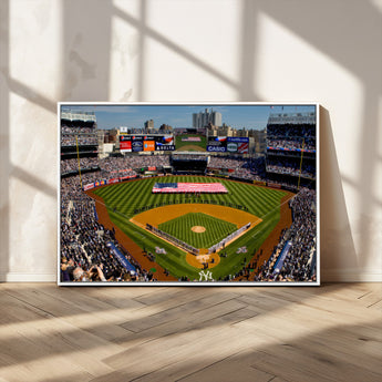 20879-MGV-CV-36X24-Yankee Stadium Wall Art Canvas Print, Framed New York Stadium Art Picture Print, Yankee Field Perfect Sport Room Decor Artwork