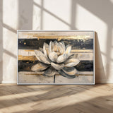 18807-MGV-CV-36X24-Lotus Flower Wall Art Canvas Print, Framed Abstract Lotus Art Picture Print, White Lotus Flower Perfect Abstract Floral Decor