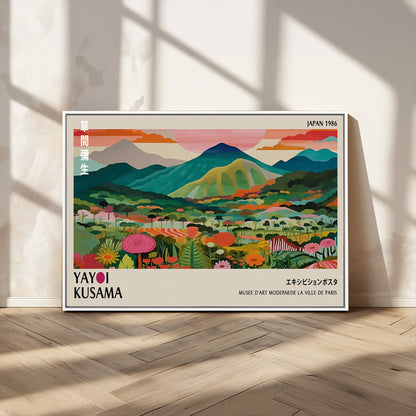 54215-MGV-CV-36X24-Yayoi Kusama Wall Art – Panoramic Japanese Landscape Canvas Print, Modern Abstract Nature Decor for Office, Bedroom or Living Room