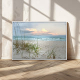 Test1001-MGV-CV-36X24-Coastal Beach Wall Art – Panoramic Ocean Waves and Sandy Dunes Canvas Print, Serene Seascape with Sea Oats for Relaxing Home or