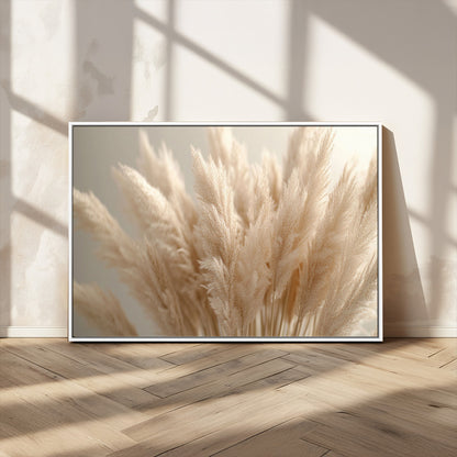 50300-MGV-CV-36X24-Pampas Grass Wall Art Canvas Print, Framed Minimalist Pampas Grass Art Picture Print, Beige Pampas Grass Perfect Minimalist Boho