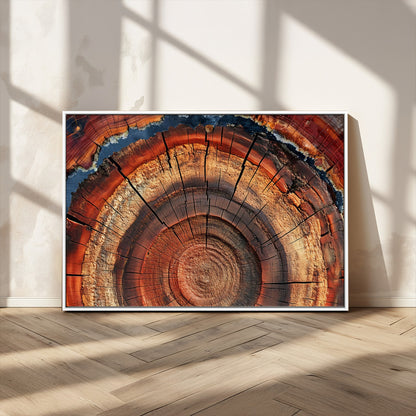 28555-MGV-CV-36X24-Tree Ring Wall Art – Rustic Wood Grain Canvas Print, Natural Texture Abstract Artwork Poster for Living Room, Bedroom, Office,