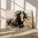 53001-MGV-FC-36X24_White-Wild Horse Wall Art – Majestic Stallion Canvas Print with Flowing Mane, Rustic Western Style Painting for Living Room, Office or