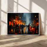 32816-MGV-CV-36X24-City Jazz Night Wall Art – Modern Abstract Urban Street Scene Canvas Print, Moody Music-Themed Decor for Living Room, Office, or