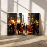 58782-MGV-CV-36X24-Jazz Musicians Cityscape Wall Art – Vibrant Urban Night Canvas Print, Elegant Music Themed Decor for Living Room, Office, or Music