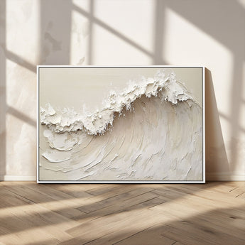 45175-MGV-CV-36X24-Textured Wave Wall Art Canvas Print, Framed Minimal Seascape Art Picture Print, Elegant Wave Perfect Modern Coastal Decor Artwork
