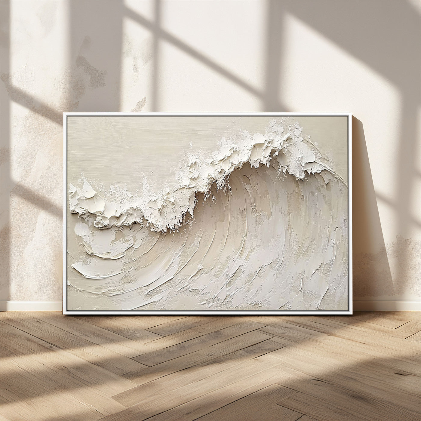 45175-MGV-CV-36X24-Textured Wave Wall Art Canvas Print, Framed Minimal Seascape Art Picture Print, Elegant Wave Perfect Modern Coastal Decor Artwork