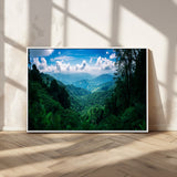 74439378-MGV-CV-36X24-Tropical Jungle Wall Art Canvas Print, Framed Lush Valley Art Picture Print, Forest Mountains Perfect Tropical Wilderness Decor