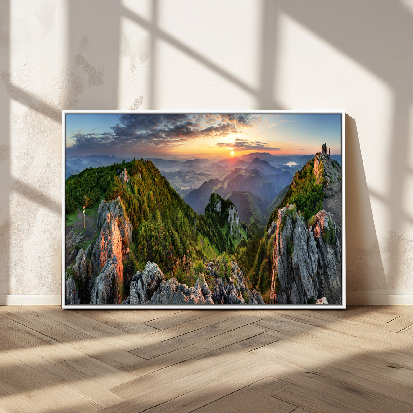 51582565-MGV-CV-36X24-Mountain Sunrise Panorama Wall Art – Scenic Landscape Canvas Print, Hiking Adventure Nature Photography, Large Mountain Range Wall