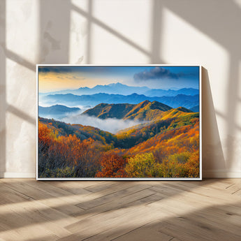 86772247-MGV-FC-36X24_White-Autumn Mountains Wall Art Canvas Print, Framed Fall Foliage Art Picture Print, Vibrant Hills Perfect Vibrant Nature Decor Artwork