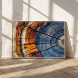96890915-MGV-CV-36X24-Abstract Tree Ring Wall Art – Rustic Nature Canvas Print with Wood Grain Texture, Modern Earth Tone Artwork for Office, Living