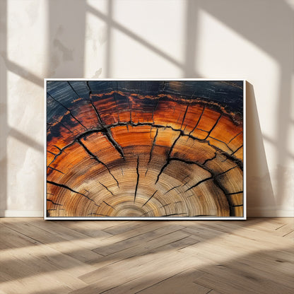 65909987-MGV-CV-36X24-Rustic Tree Ring Wall Art – Nature Inspired Wooden Texture Canvas Print, Modern Abstract Artwork for Living Room, Bedroom, Office