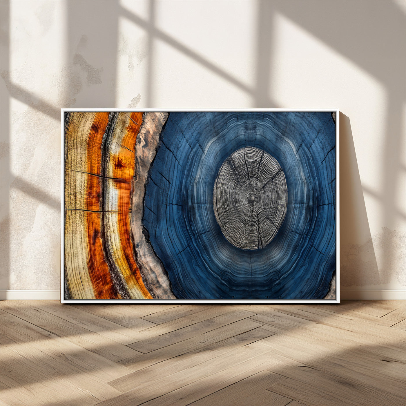84489410-MGV-CV-36X24-Framed Abstract Tree Ring Wall Art Print, Natural Rustic Wood Texture Canvas Print, Wood Tree Stump Farmhouse, Log Cabin Wooden