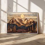 39116082-MGV-CV-36X24-Wood Mountain Landscape Wall Art Canvas Print, Framed Sunset Hills Art Picture Print, Abstract Nature Perfect Boho Decor Artwork