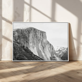 39393420-MGV-CV-36X24-El Capitan Wall Art Canvas Print, Framed Yosemite Cliff Art Picture Print, Monochrome Mountain Perfect Monochrome Sierra Decor