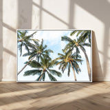 87247012-MGV-CV-36X24-Skyward Palm Trees Wall Art Canvas Print, Framed Tropical Sky Art Picture Print, Coconut Palm Perfect Tropical Skyview Decor