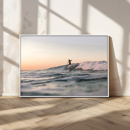 58502923-MGV-FC-36X24_White-Wave Rider Wall Art Canvas Print, Framed Ocean Wave Art Picture Print, Riding Surf Perfect Sunset Surf Decor Artwork