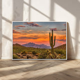 25332783-MGV-CV-36X24-Saguaro Cactus Wall Art Canvas Print, Framed Arizona Sunset Art Picture Print, Sonoran Desert Perfect Southwestern Boho Decor