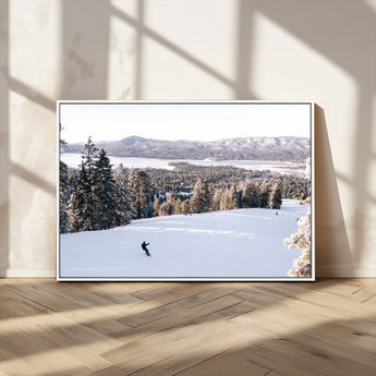 79857868-MGV-CV-36X24-Snowy Mountain Wall Art Canvas Print, Framed Ski Slope Art Picture Print, Winter Forest Perfect Modern Rustic Decor Artwork