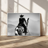 83102464-MGV-CV-36X24-Western Cowboy Wall Art Canvas Print, Framed Monochrome Horse Art Picture Print, Western Equestrian Perfect Rustic Western Decor