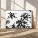 46641801-MGV-CV-36X24-Palm Tree Wall Art Canvas Print, Framed Black White Tropics Art Picture Print, Monochrome Palms Perfect Modern Tropical Minimalist