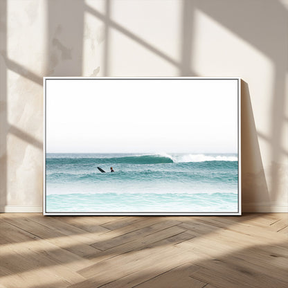 56345117-MGV-CV-36X24-Minimalist Surfing Wall Art Canvas Print, Framed Ocean Waves Art Picture Print, Soft Ocean Perfect Minimalist Coastal Decor