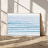 77145995-MGV-CV-36X24-Ocean Simplicity Wall Art Canvas Print, Framed Surfer on Water Art Picture Print, Light Blue Perfect Coastal Minimalist Decor