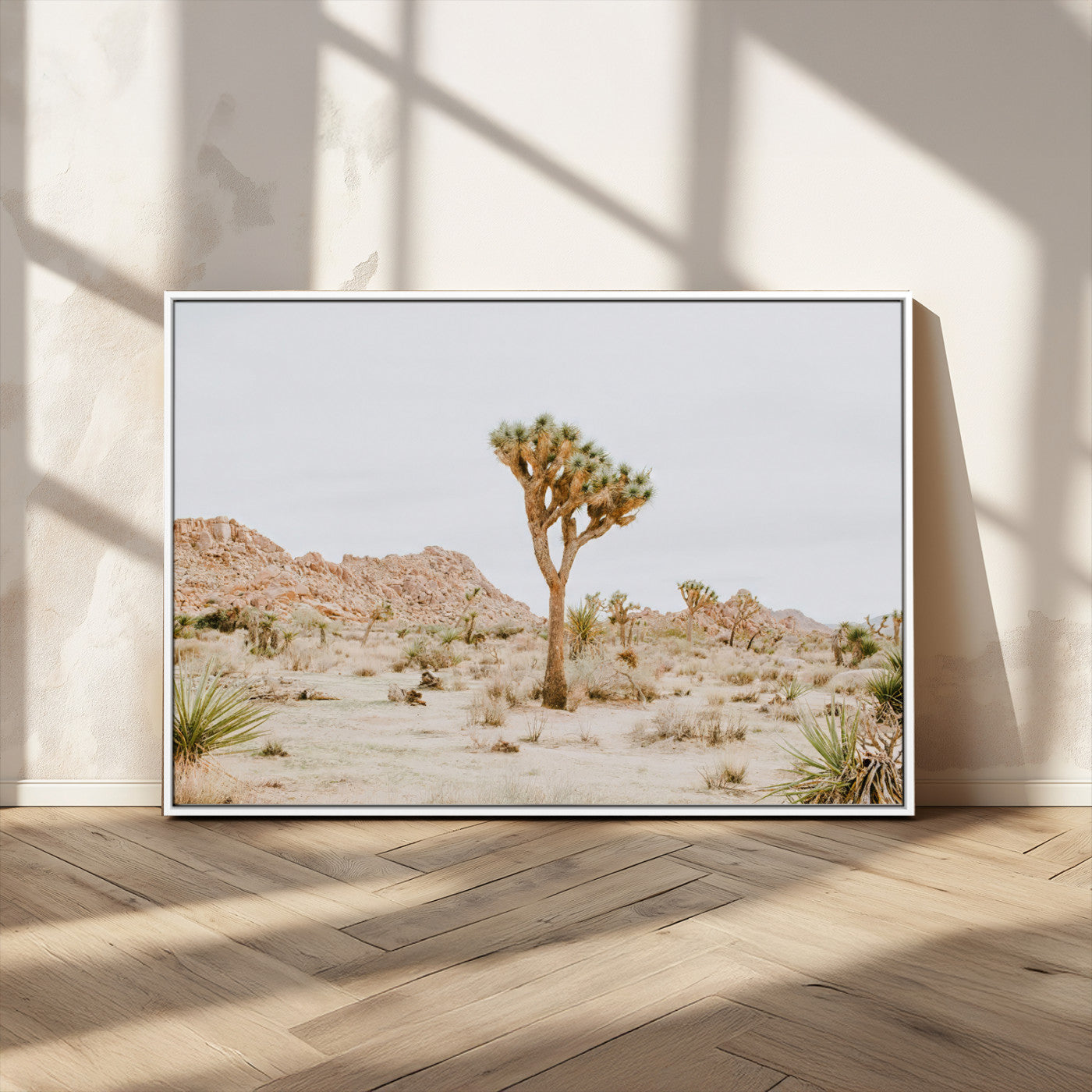 67109959-MGV-CV-36X24-Joshua Tree Wall Art Canvas Print, Framed Neutral Desert Art Picture Print, Earthy Landscape Perfect Neutral Boho Decor Artwork