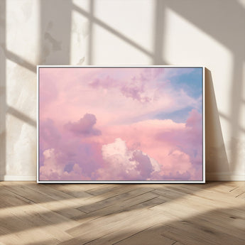 22874890-MGV-CV-36X24-Pastel Sky Wall Art Canvas Print, Framed Dreamy Cloudscape Art Picture Print, Sunset Glow Perfect Minimalist Serenity Decor