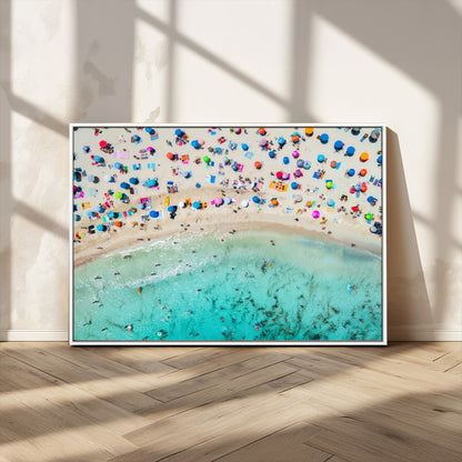 76172085-MGV-CV-36X24-Tropical Shoreline Wall Art Canvas Print, Framed Beach Relaxing Art Picture Print, Aerial Summer Perfect Coastal Vibrant Decor