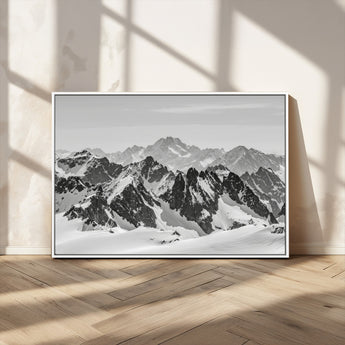 46884246-MGV-CV-36X24-Snowy Mountain Wall Art Canvas Print, Framed Mountain Peaks Art Picture Print, Alpine Mountains Perfect Minimalist Alpine Decor