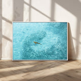 43671474-MGV-CV-36X24-Fish Swarm Wall Art Canvas Print, Framed Marine Life Art Picture Print, Shark Aerial Perfect Wildlife Coastal Decor Artwork