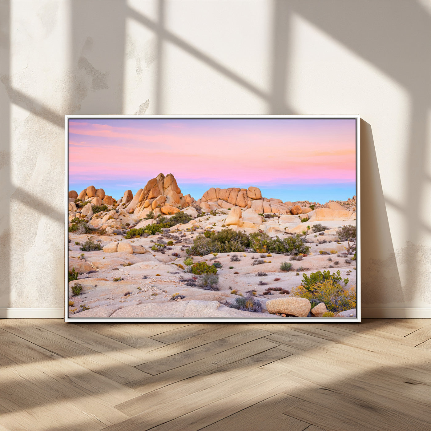 96167137-MGV-CV-36X24-Vibrant Sunset Sky Wall Art Canvas Print, Framed Joshua Tree Art Picture Print, Rugged Terrain Perfect Southwestern Boho Decor