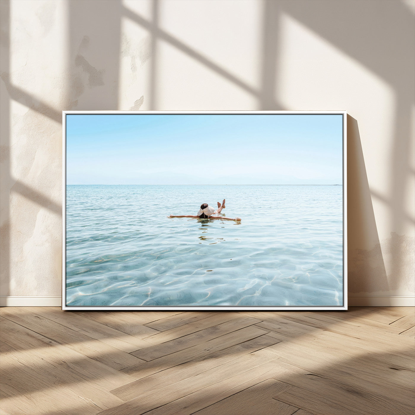 32624554-MGV-CV-36X24-Swimming Relaxation Wall Art Canvas Print, Framed Peaceful Water Art Picture Print, Clear Sea Perfect Minimalist Aquatic Decor