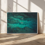 93287752-MGV-CV-36X24-Ocean Surf Wall Art Canvas Print, Framed Blue Waters Art Picture Print, Vibrant Seascape Perfect Coastal Adventure Decor Artwork