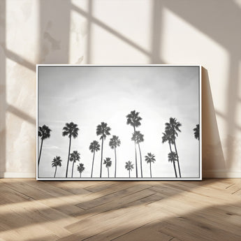 62298277-MGV-CV-36X24-Monochrome Palms Wall Art Canvas Print, Framed Minimalist Trees Art Picture Print, Silhouetted Palms Perfect Tropical Minimalist