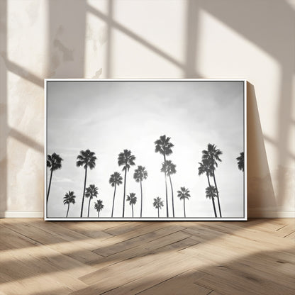 62298277-MGV-CV-36X24-Monochrome Palms Wall Art Canvas Print, Framed Minimalist Trees Art Picture Print, Silhouetted Palms Perfect Tropical Minimalist