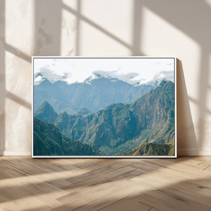 79393816-MGV-CV-36X24-Misty Mountain Wall Art Canvas Print, Framed Cloudy Andean Art Picture Print, Rugged Mountain Perfect Rustic Nature Decor Artwork