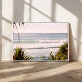 23287092-MGV-CV-36X24-Ocean Surfer Wall Art Canvas Print, Framed Coastal Surf Art Picture Print, Tropical Beach Perfect Tropical Coastal Decor Artwork