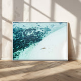 33764764-MGV-CV-36X24-Minimal Beach Wall Art Canvas Print, Framed Ocean Swimming Art Picture Print, Clear Ocean Perfect Minimal Coastal Decor Artwork