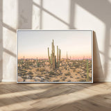 76234974-MGV-CV-36X24-Desert Cactus Wall Art Canvas Print, Framed Baja Desert Art Picture Print, Pastel Desert Perfect Southwestern Boho Decor Artwork