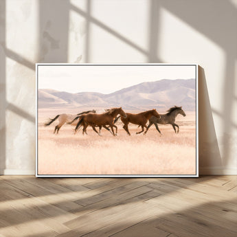 83644685-MGV-CV-36X24-Wild Horse Art Wall Art Canvas Print, Framed Rustic Western Art Picture Print, Desert Horse Scene Perfect Rustic Western Decor