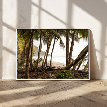 92093951-MGV-CV-36X24-Tropical Jungle Wall Art Canvas Print, Framed Palm Tree Forest Art Picture Print, Coastal Escape Perfect Jungle Retreat Decor