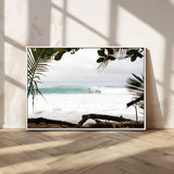 50382104-MGV-CV-36X24-Tropical Surf Wall Art Canvas Print, Framed Palm Tree View Art Picture Print, Beach House Art Perfect Boho Coastal Decor Artwork