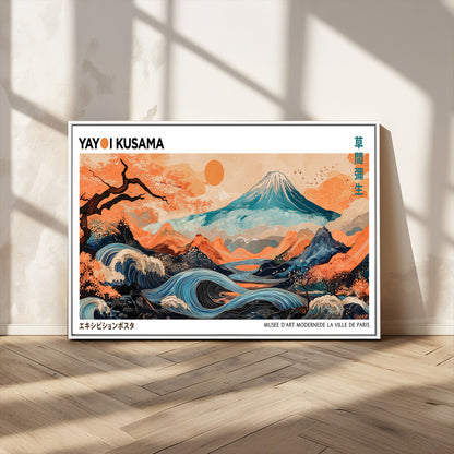 88785870-MGV-CV-36X24-Japanese Great Wave & Mt Fuji Wall Art – Ukiyo e Style Landscape Print with Flowing River, Autumn Mountain Poster, Oriental Asian