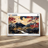 66243961-MGV-CV-36X24-Mount Fuji Japanese Wall Art – Golden Abstract Landscape Canvas Print, Cherry Blossom Painting, Modern Oriental Zen Home Decor
