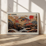 77970791-MGV-CV-36X24-Mount Fuji Golden Abstract Wall Art – Japanese Landscape Canvas Poster, Cherry Blossom & Red Sun Painting, Elegant Zen Oriental