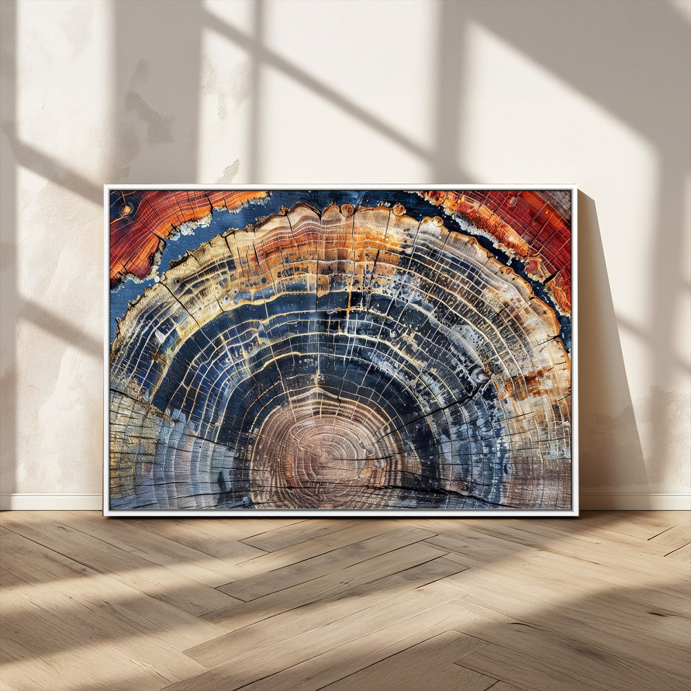 38987581-MGV-CV-36X24-Tree Ring Art Wall Art Canvas Print, Framed Rustic Wall Decor Art Picture Print, Nature Grain Print Perfect Modern Rustic Decor